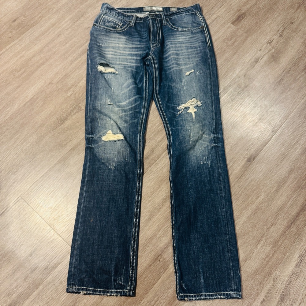 BKE Jake Straight Leg Distressed Jeans Mens 32L Medium Wash ABW16082